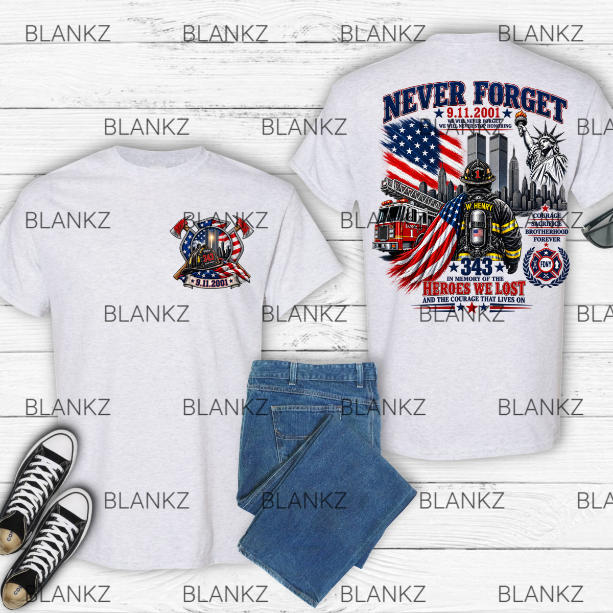 Never forget flag & fireighter